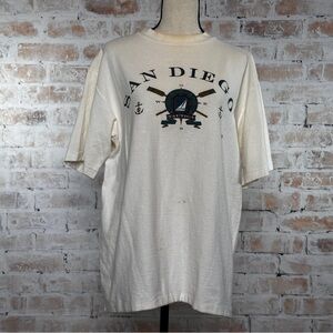 True Vintage 90s San Diego Nautical Graphic Crewneck Ribbed Short Sleeve T-Shirt
